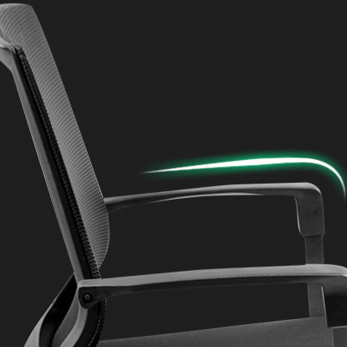 Modern Wheels Arm Chair Microfiber Black Conference Mid-Back Chair Clearhalo 'furn' 'furn_office_chair' 'Furniture' 'Office Chairs' 'Office Furniture' 'office_chair' 5965673