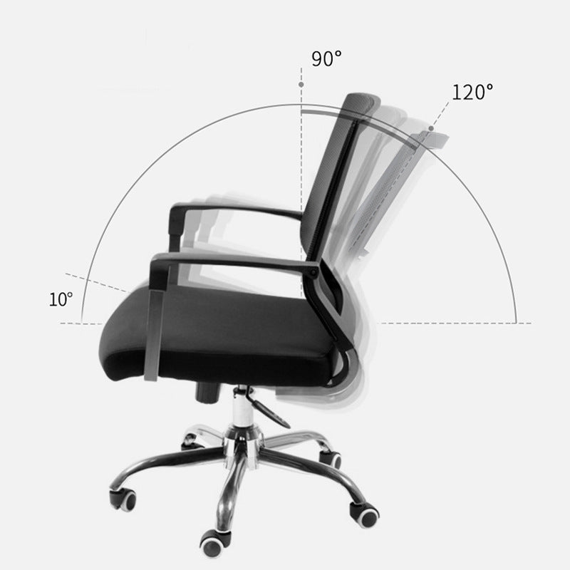 Modern Wheels Arm Chair Microfiber Black Conference Mid-Back Chair Clearhalo 'furn' 'furn_office_chair' 'Furniture' 'Office Chairs' 'Office Furniture' 'office_chair' 5965675