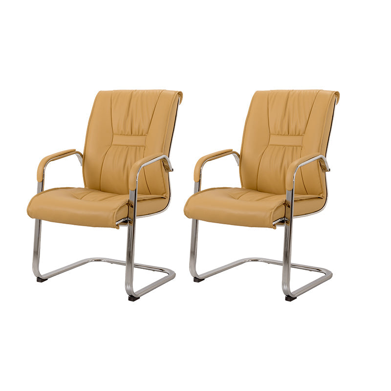 No Distressing Black Arm Chair Faux Leather and Chrome Frame Office Chair Beige 2 Piece Set Casters Not Included Clearhalo 'furn' 'furn_office_chair' 'Furniture' 'Office Chairs' 'Office Furniture' 'office_chair' 5965679