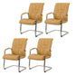 No Distressing Black Arm Chair Faux Leather and Chrome Frame Office Chair Beige 4 Piece Set Casters Not Included Clearhalo 'furn' 'furn_office_chair' 'Furniture' 'Office Chairs' 'Office Furniture' 'office_chair' 5965680