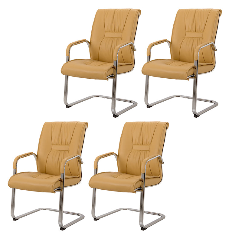 No Distressing Black Arm Chair Faux Leather and Chrome Frame Office Chair Beige 4 Piece Set Casters Not Included Clearhalo 'furn' 'furn_office_chair' 'Furniture' 'Office Chairs' 'Office Furniture' 'office_chair' 5965680