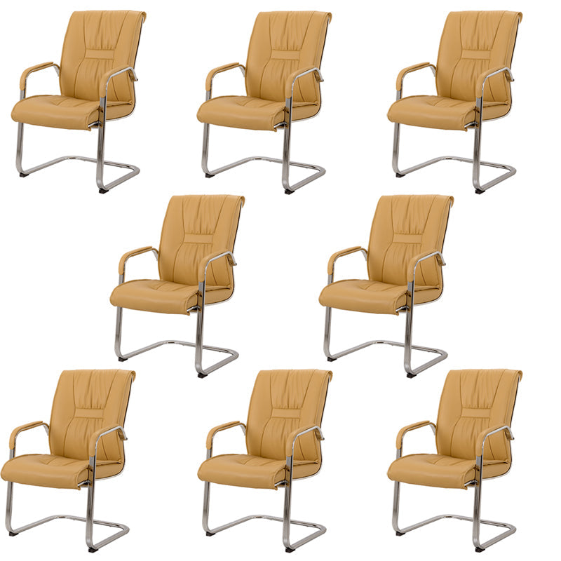 No Distressing Black Arm Chair Faux Leather and Chrome Frame Office Chair Beige 8 Piece Set Casters Not Included Clearhalo 'furn' 'furn_office_chair' 'Furniture' 'Office Chairs' 'Office Furniture' 'office_chair' 5965685