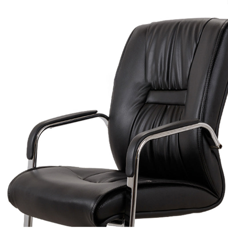 No Distressing Black Arm Chair Faux Leather and Chrome Frame Office Chair Clearhalo 'furn' 'furn_office_chair' 'Furniture' 'Office Chairs' 'Office Furniture' 'office_chair' 5965686