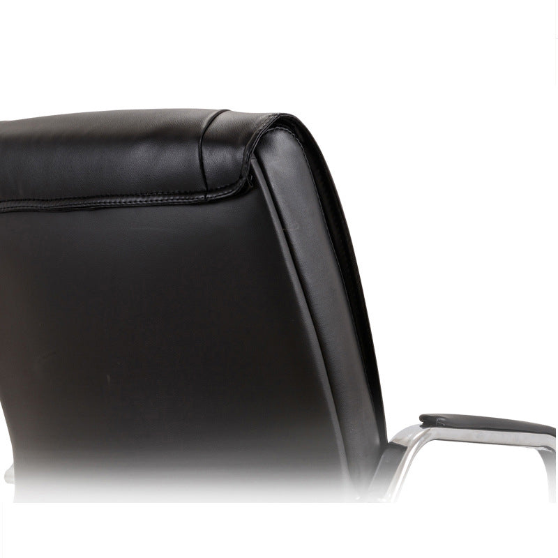 No Distressing Black Arm Chair Faux Leather and Chrome Frame Office Chair Clearhalo 'furn' 'furn_office_chair' 'Furniture' 'Office Chairs' 'Office Furniture' 'office_chair' 5965688