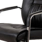 No Distressing Black Arm Chair Faux Leather and Chrome Frame Office Chair Clearhalo 'furn' 'furn_office_chair' 'Furniture' 'Office Chairs' 'Office Furniture' 'office_chair' 5965691