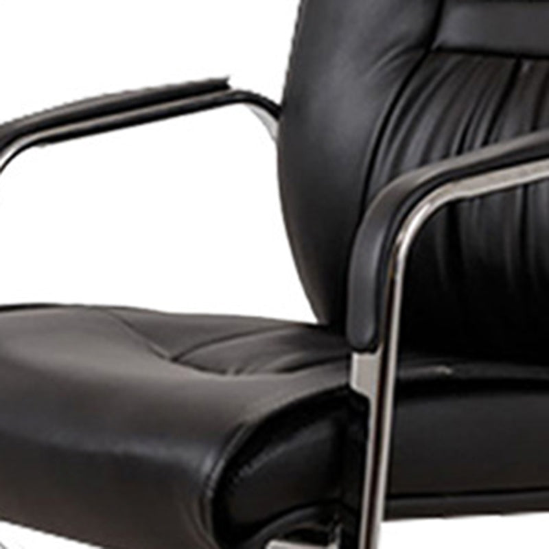 No Distressing Black Arm Chair Faux Leather and Chrome Frame Office Chair Clearhalo 'furn' 'furn_office_chair' 'Furniture' 'Office Chairs' 'Office Furniture' 'office_chair' 5965691