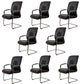 No Distressing Black Arm Chair Faux Leather and Chrome Frame Office Chair Black 8 Piece Set Casters Not Included Clearhalo 'furn' 'furn_office_chair' 'Furniture' 'Office Chairs' 'Office Furniture' 'office_chair' 5965694