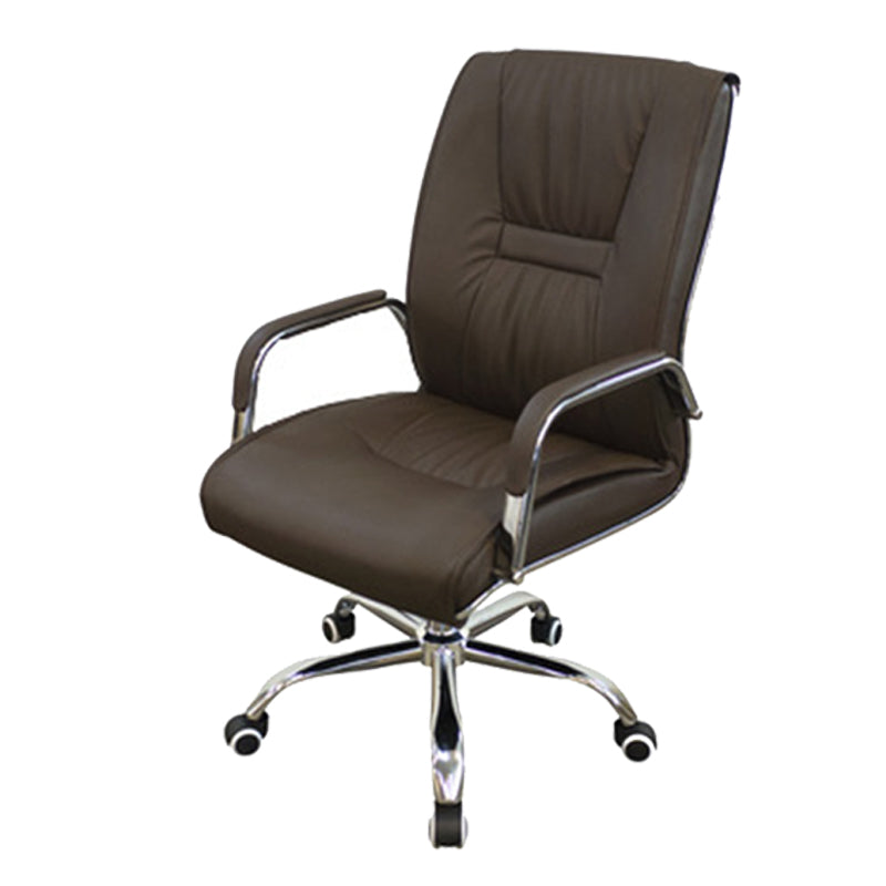 No Distressing Black Arm Chair Faux Leather and Chrome Frame Office Chair Clearhalo 'furn' 'furn_office_chair' 'Furniture' 'Office Chairs' 'Office Furniture' 'office_chair' 5965695