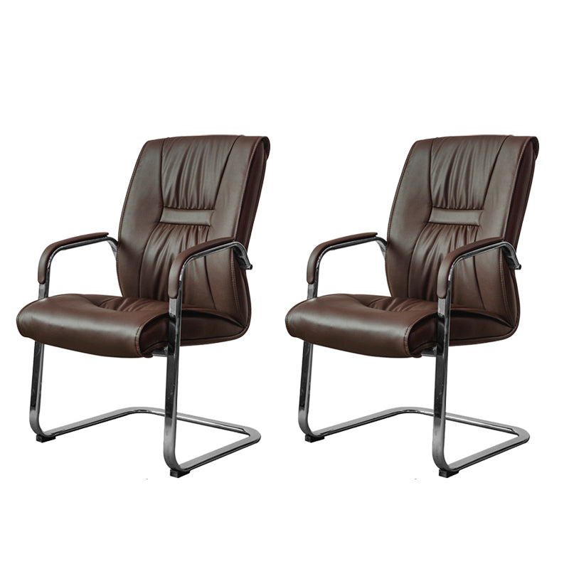 No Distressing Black Arm Chair Faux Leather and Chrome Frame Office Chair Coffee 2 Piece Set Casters Not Included Clearhalo 'furn' 'furn_office_chair' 'Furniture' 'Office Chairs' 'Office Furniture' 'office_chair' 5965701