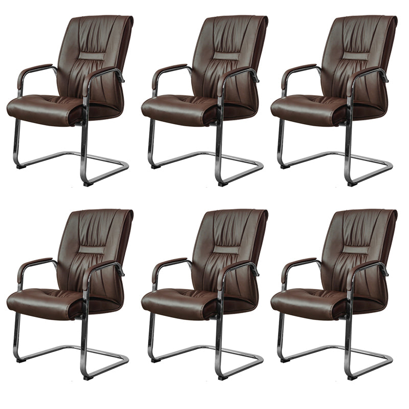 No Distressing Black Arm Chair Faux Leather and Chrome Frame Office Chair Coffee 6 Piece Set Casters Not Included Clearhalo 'furn' 'furn_office_chair' 'Furniture' 'Office Chairs' 'Office Furniture' 'office_chair' 5965703