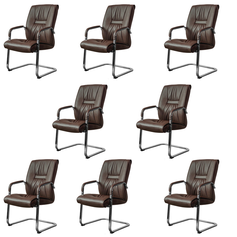 No Distressing Black Arm Chair Faux Leather and Chrome Frame Office Chair Coffee 8 Piece Set Casters Not Included Clearhalo 'furn' 'furn_office_chair' 'Furniture' 'Office Chairs' 'Office Furniture' 'office_chair' 5965704