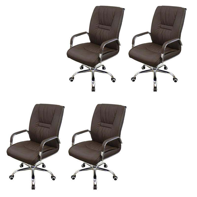 No Distressing Black Arm Chair Faux Leather and Chrome Frame Office Chair Coffee 4 Piece Set Casters Included Clearhalo 'furn' 'furn_office_chair' 'Furniture' 'Office Chairs' 'Office Furniture' 'office_chair' 5965707