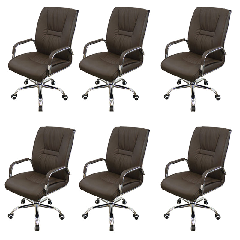 No Distressing Black Arm Chair Faux Leather and Chrome Frame Office Chair Coffee 6 Piece Set Casters Included Clearhalo 'furn' 'furn_office_chair' 'Furniture' 'Office Chairs' 'Office Furniture' 'office_chair' 5965708