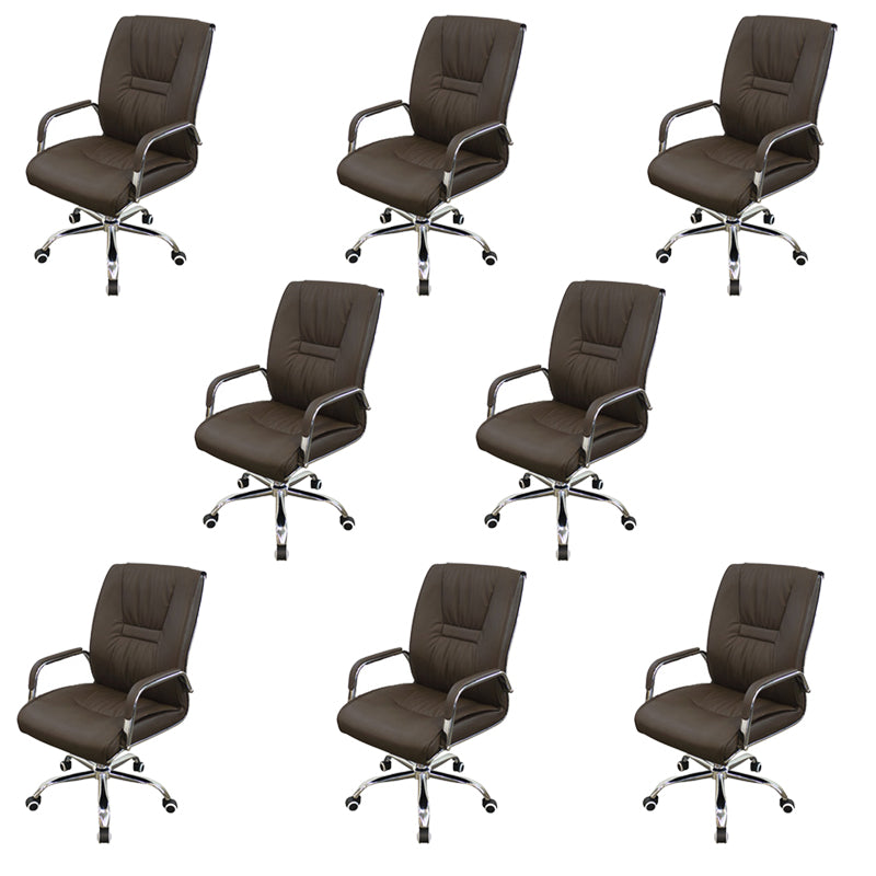 No Distressing Black Arm Chair Faux Leather and Chrome Frame Office Chair Coffee 8 Piece Set Casters Included Clearhalo 'furn' 'furn_office_chair' 'Furniture' 'Office Chairs' 'Office Furniture' 'office_chair' 5965709