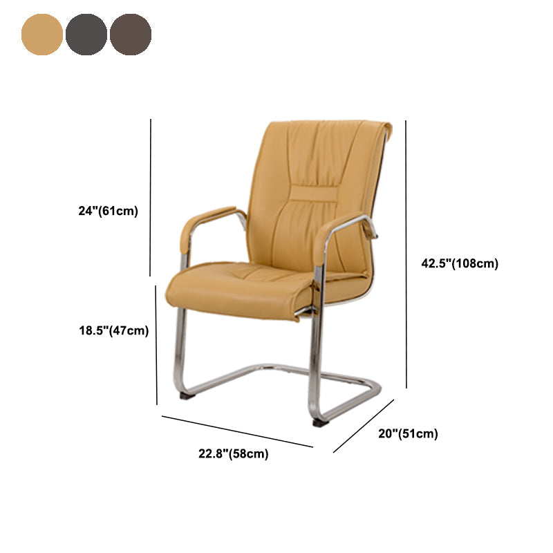 No Distressing Black Arm Chair Faux Leather and Chrome Frame Office Chair Clearhalo 'furn' 'furn_office_chair' 'Furniture' 'Office Chairs' 'Office Furniture' 'office_chair' 5965711