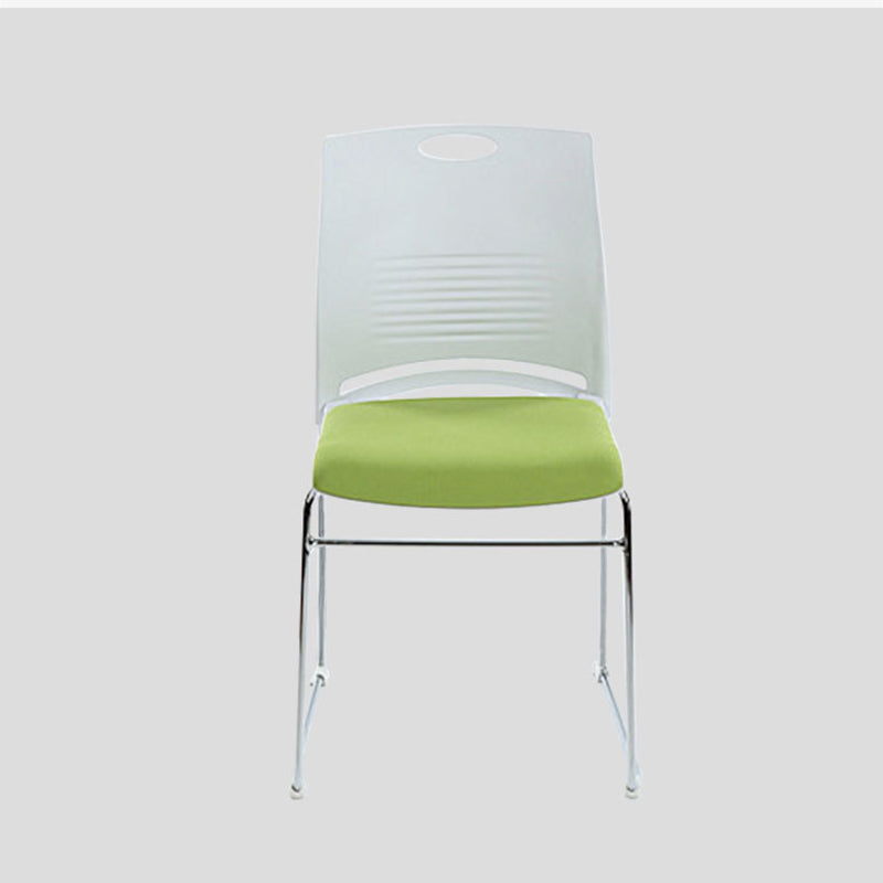 Silla de escritorio contemporánea de 18" de ancho, color blanco, sin ruedas, silla de oficina