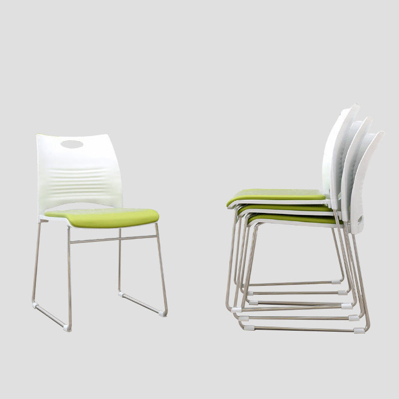 Silla de escritorio contemporánea de 18" de ancho, color blanco, sin ruedas, silla de oficina