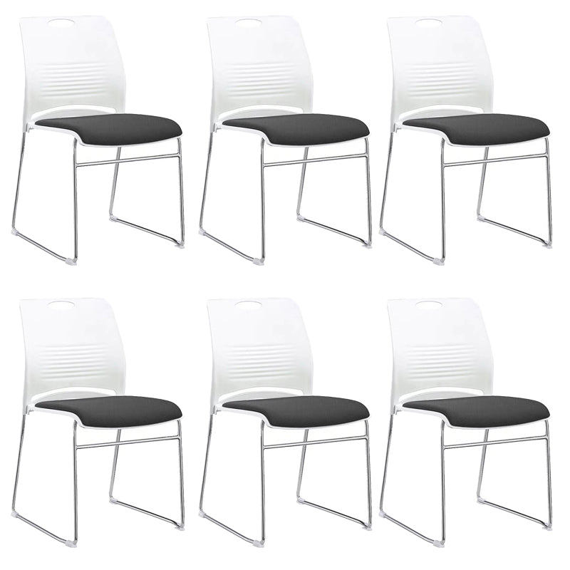 Silla de escritorio contemporánea de 18" de ancho, color blanco, sin ruedas, silla de oficina