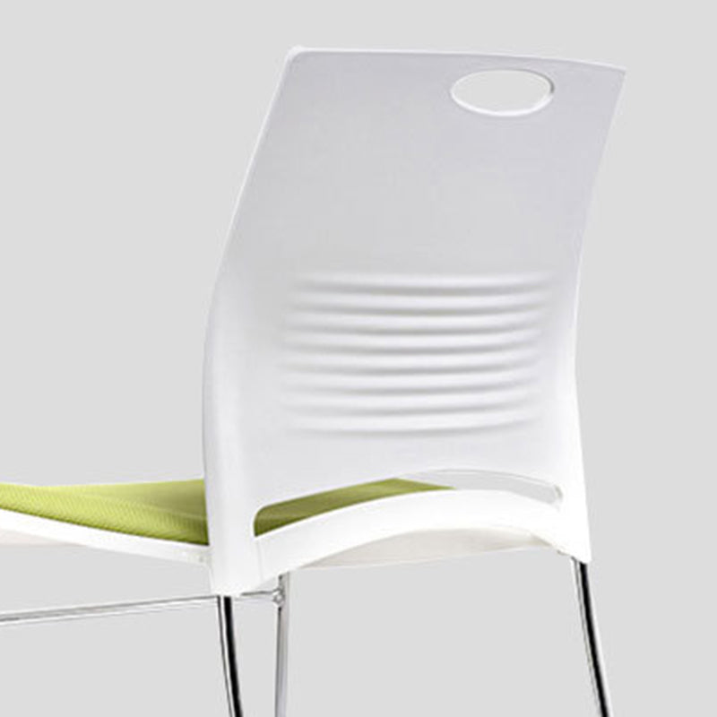 Silla de escritorio contemporánea de 18" de ancho, color blanco, sin ruedas, silla de oficina