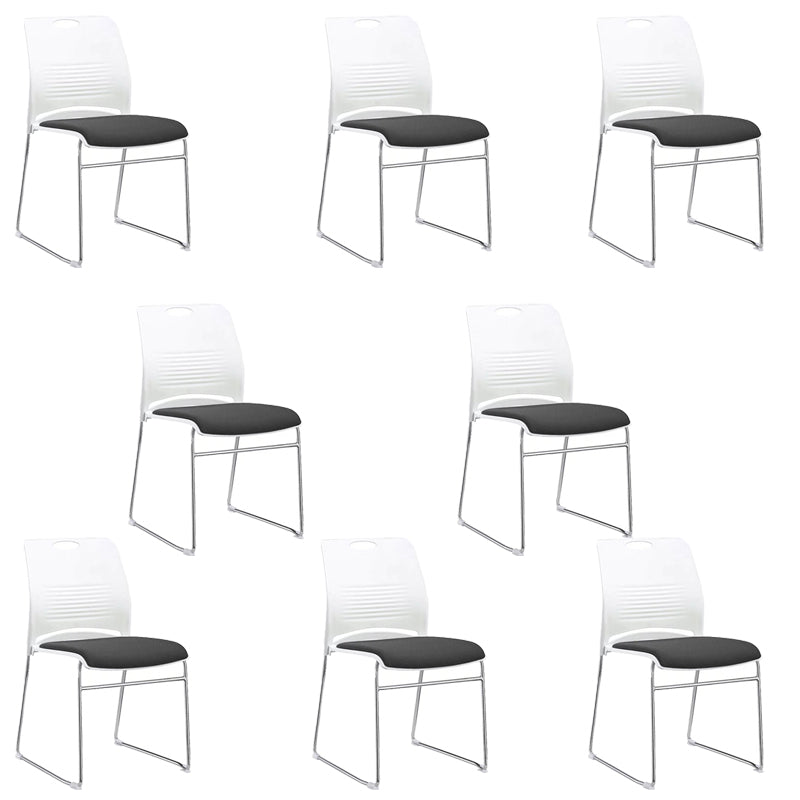 Silla de escritorio contemporánea de 18" de ancho, color blanco, sin ruedas, silla de oficina