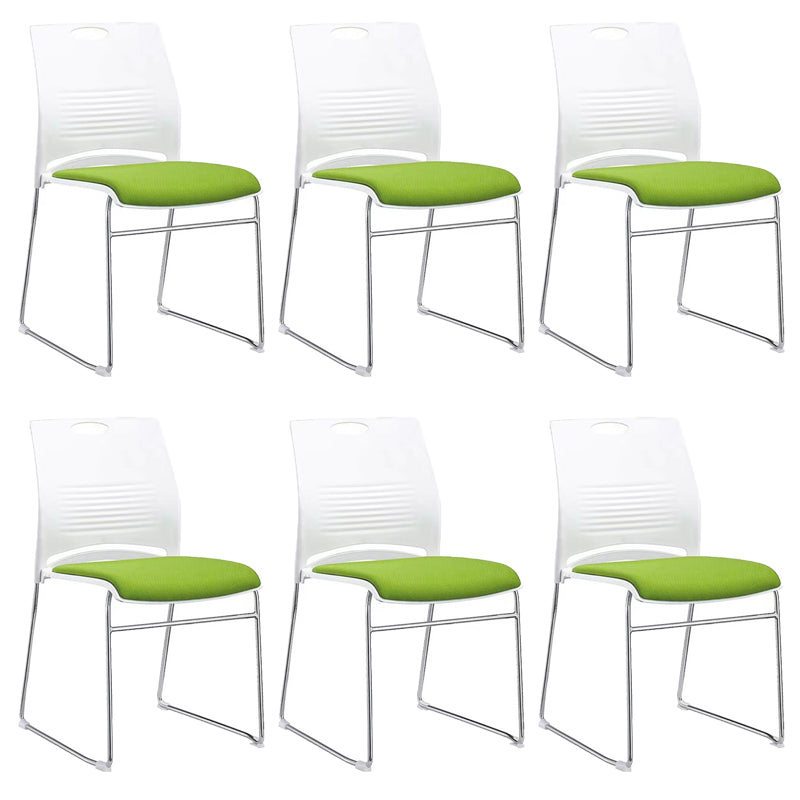 Silla de escritorio contemporánea de 18" de ancho, color blanco, sin ruedas, silla de oficina