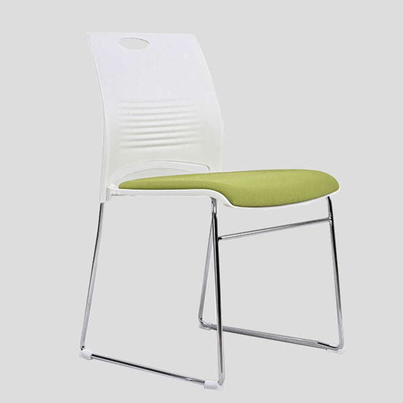Silla de escritorio contemporánea de 18" de ancho, color blanco, sin ruedas, silla de oficina