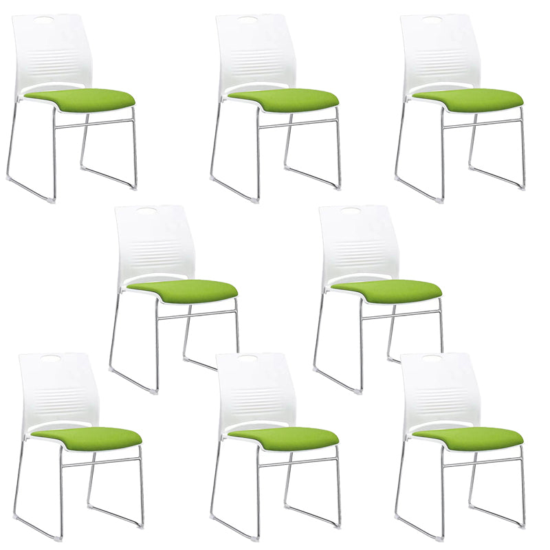 Silla de escritorio contemporánea de 18" de ancho, color blanco, sin ruedas, silla de oficina