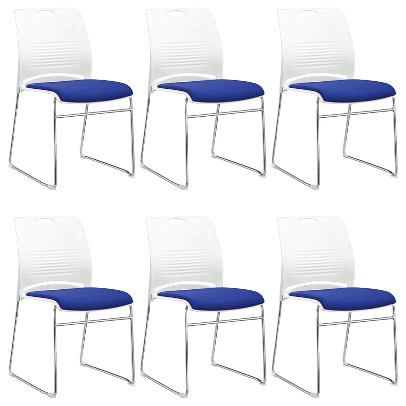 Silla de escritorio contemporánea de 18" de ancho, color blanco, sin ruedas, silla de oficina