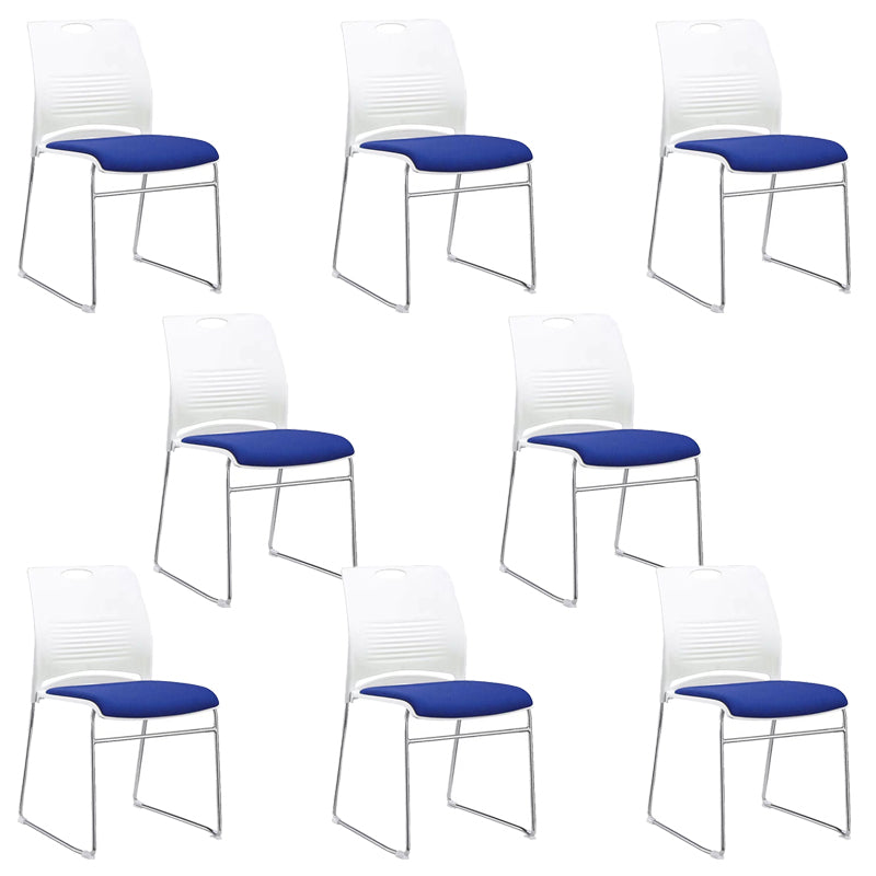 Silla de escritorio contemporánea de 18" de ancho, color blanco, sin ruedas, silla de oficina
