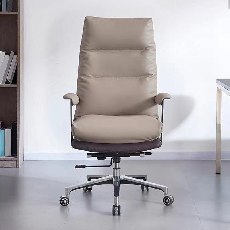 Contemporary Office Chair Adjustable Seat Height Leather Leather Executive Chair Clearhalo 'furn' 'furn_office_chair' 'Furniture' 'Office Chairs' 'Office Furniture' 'office_chair' 5965737