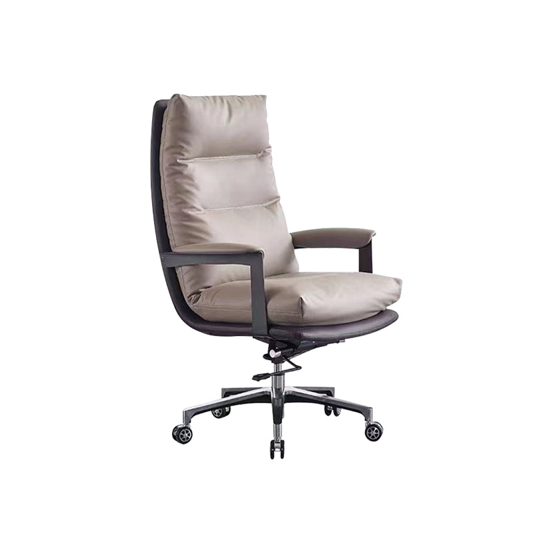 Contemporary Office Chair Adjustable Seat Height Leather Leather Executive Chair Clearhalo 'furn' 'furn_office_chair' 'Furniture' 'Office Chairs' 'Office Furniture' 'office_chair' 5965741
