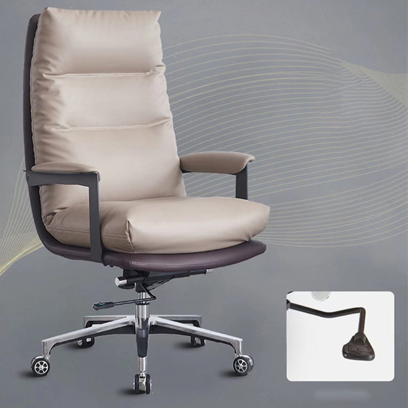 Contemporary Office Chair Adjustable Seat Height Leather Leather Executive Chair Clearhalo 'furn' 'furn_office_chair' 'Furniture' 'Office Chairs' 'Office Furniture' 'office_chair' 5965744