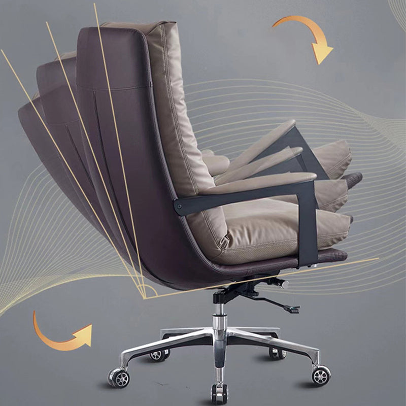 Contemporary Office Chair Adjustable Seat Height Leather Leather Executive Chair Clearhalo 'furn' 'furn_office_chair' 'Furniture' 'Office Chairs' 'Office Furniture' 'office_chair' 5965748