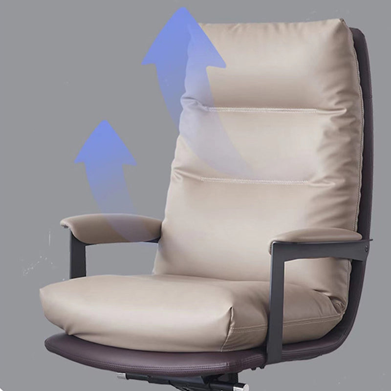 Contemporary Office Chair Adjustable Seat Height Leather Leather Executive Chair Clearhalo 'furn' 'furn_office_chair' 'Furniture' 'Office Chairs' 'Office Furniture' 'office_chair' 5965750