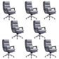 Contemporary Office Chair Adjustable Seat Height Leather Leather Executive Chair Grey 8 Piece Set Clearhalo 'furn' 'furn_office_chair' 'Furniture' 'Office Chairs' 'Office Furniture' 'office_chair' 5965751