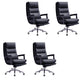 Contemporary Office Chair Adjustable Seat Height Leather Leather Executive Chair Black 4 Piece Set Clearhalo 'furn' 'furn_office_chair' 'Furniture' 'Office Chairs' 'Office Furniture' 'office_chair' 5965755