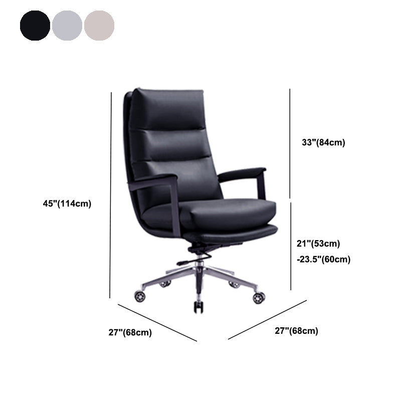 Contemporary Office Chair Adjustable Seat Height Leather Leather Executive Chair Clearhalo 'furn' 'furn_office_chair' 'Furniture' 'Office Chairs' 'Office Furniture' 'office_chair' 5965758