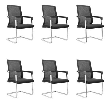 Contemporary Desk Chair No Wheels Mid Back Home Office Chair Black 6 Piece Set Clearhalo 'furn' 'furn_office_chair' 'Furniture' 'Office Chairs' 'Office Furniture' 'office_chair' 5965802