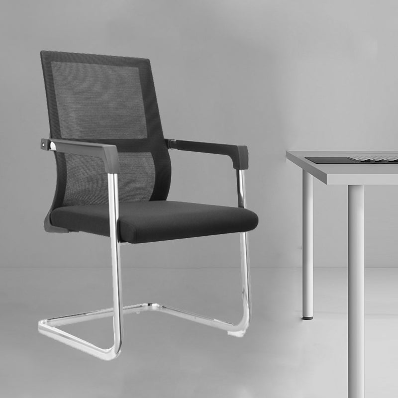 Contemporary Desk Chair No Wheels Mid Back Home Office Chair Clearhalo 'furn' 'furn_office_chair' 'Furniture' 'Office Chairs' 'Office Furniture' 'office_chair' 5965805
