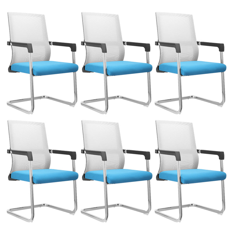 Contemporary Desk Chair No Wheels Mid Back Home Office Chair Blue 6 Piece Set Clearhalo 'furn' 'furn_office_chair' 'Furniture' 'Office Chairs' 'Office Furniture' 'office_chair' 5965807