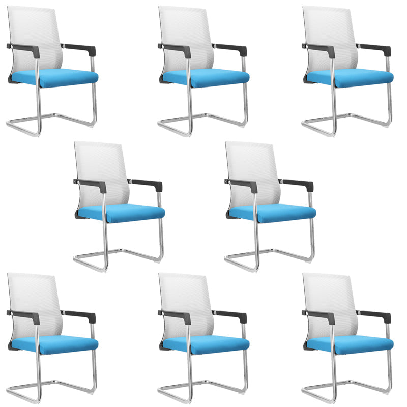 Contemporary Desk Chair No Wheels Mid Back Home Office Chair Blue 8 Piece Set Clearhalo 'furn' 'furn_office_chair' 'Furniture' 'Office Chairs' 'Office Furniture' 'office_chair' 5965809