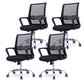 Modern Wheels Arm Chair Microfiber Conference Mid-Back Swivel Chair Black 4 Piece Set Clearhalo 'furn' 'furn_office_chair' 'Furniture' 'Office Chairs' 'Office Furniture' 'office_chair' 5965845