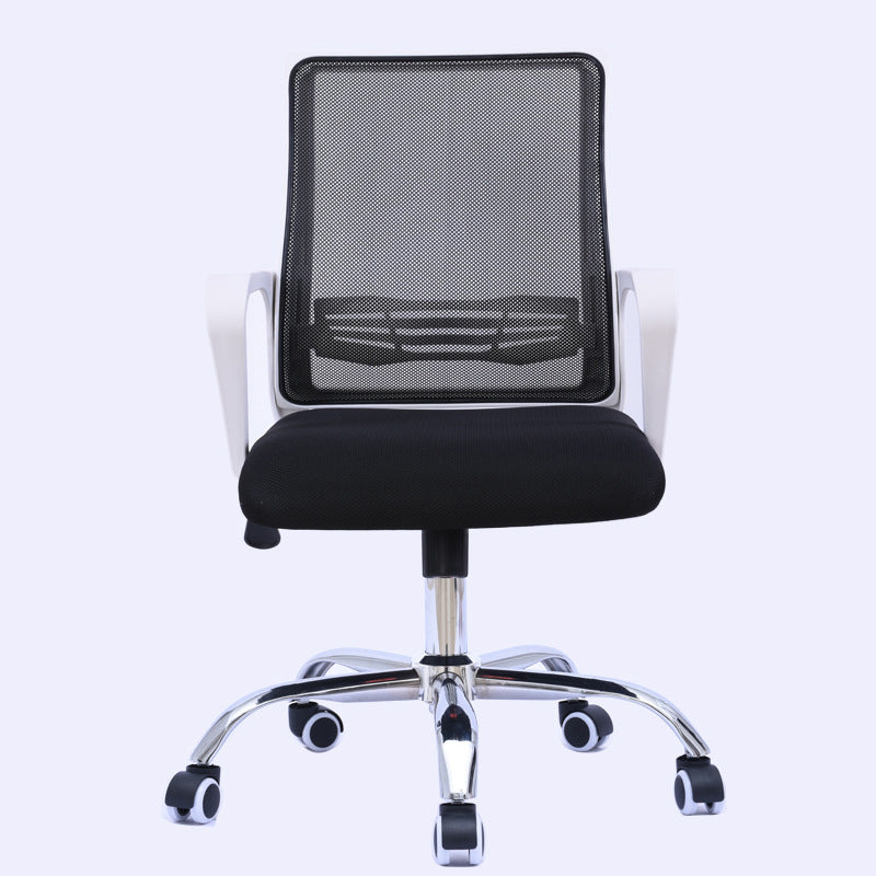 Modern Wheels Arm Chair Microfiber Conference Mid-Back Swivel Chair Matte Black 1 Piece Clearhalo 'furn' 'furn_office_chair' 'Furniture' 'Office Chairs' 'Office Furniture' 'office_chair' 5965860