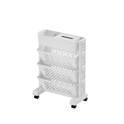 Plastic Pure White Shelf Bookcase Modern Vertical Book Shelf 7.5" Wide