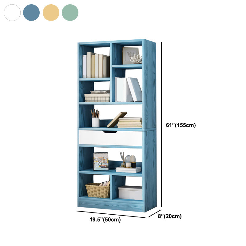 Modern Standard Open Bookshelf Engineered Wood Bookcase with Drawer Storage Clearhalo 'Bookcases' 'furn' 'furn_bookcases' 'Furniture' 'Office Furniture' 5965915