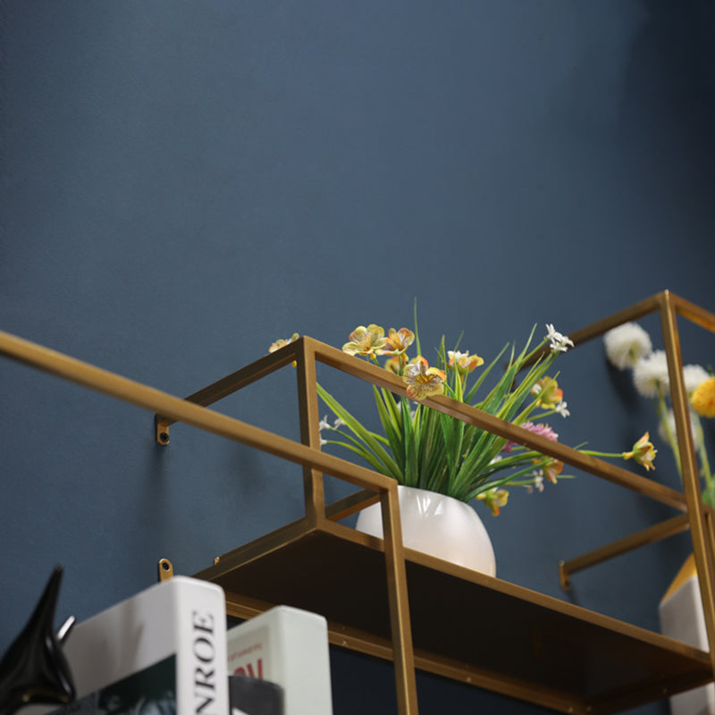 Drijvende gouden metalen boekenplank glamour muur gemonteerde plank boekenkast