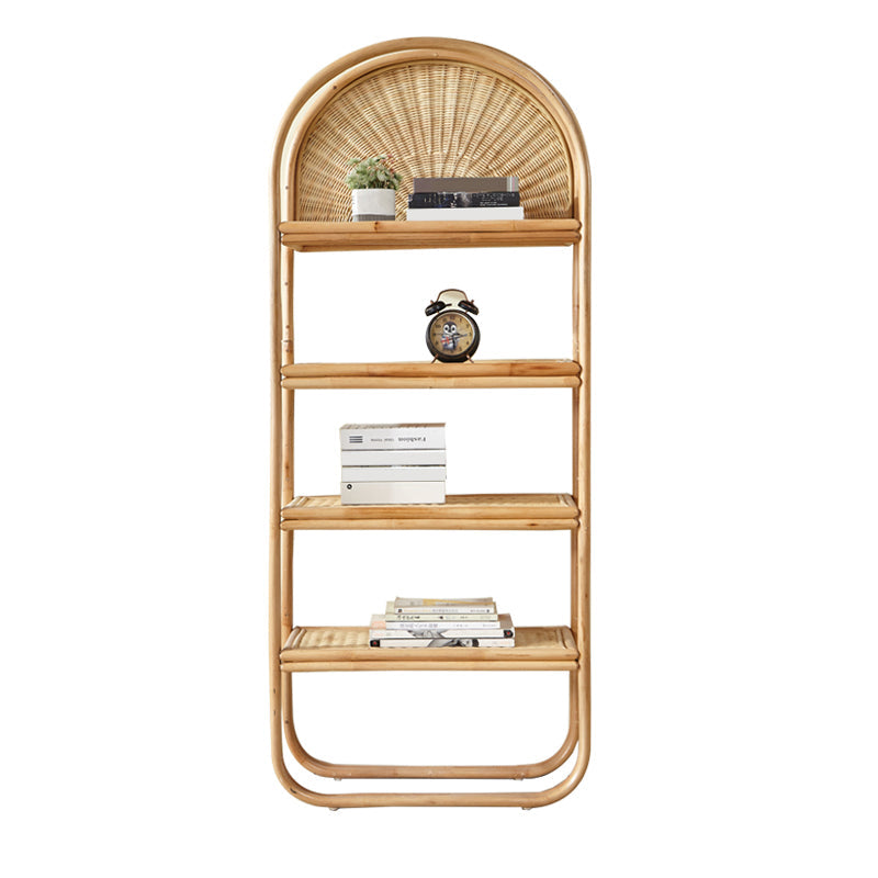 Contemporary Bamboo Bookcase Home Standard Bookshelf in Natural 25.4"L x 12"W x 62"H Clearhalo 'Bookcases' 'furn' 'furn_bookcases' 'Furniture' 'Office Furniture' 5965971