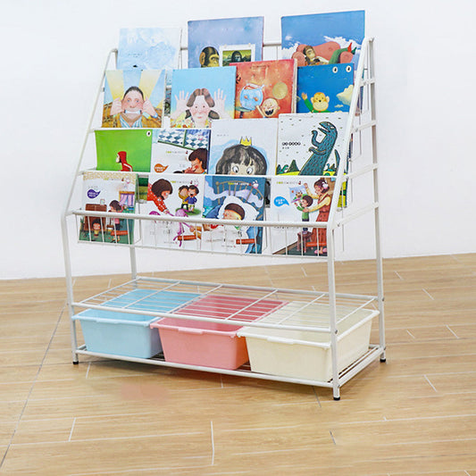 Pure White Shelf Bookcase Metal 6 Shelves Bookcase 37.8" H x 14.6" W