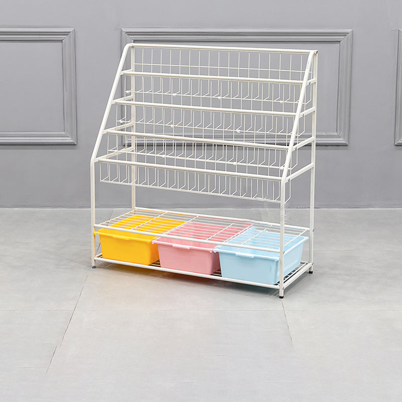 Pure White Shelf Bookcase Metal 6 Shelves Bookcase 37.8" H x 14.6" W