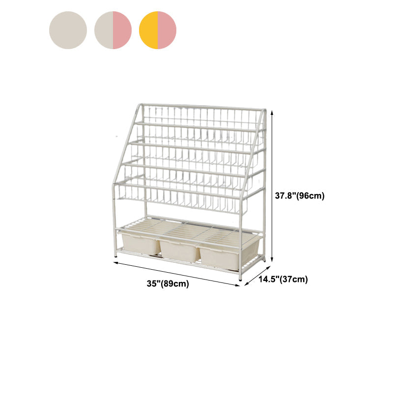 Pure White Shelf Bookcase Metal 6 Shelves Bookcase 37.8" H x 14.6" W